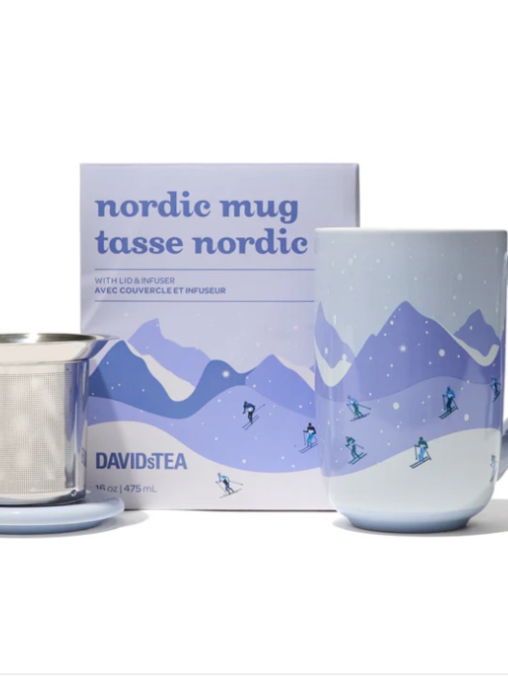 NWT DAVIDsTEA Après Ski Nordic Mug 16 oz Purple Mountain Winter Ceramic Tea Cup